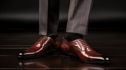 Leather shoes with fashion trousers, formal office wear	
