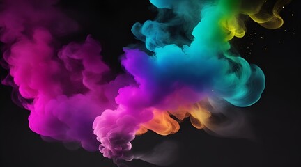 Colorful clouds in dark sky, abstract and innovative motion.