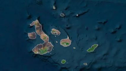 Foto op Canvas Galápagos - Ecuador outlined. High-res satellite map © zelwanka