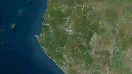 Gabon outlined. High-res satellite map © zelwanka