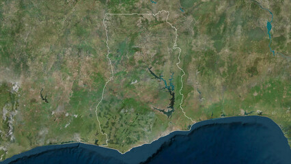 Ghana outlined. High-res satellite map