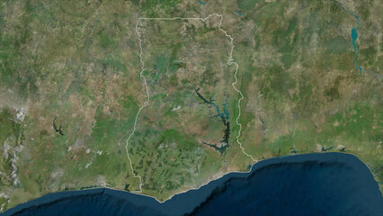 Ghana outlined. High-res satellite map © zelwanka