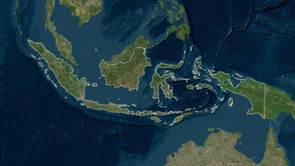 Indonesia outlined. High-res satellite map