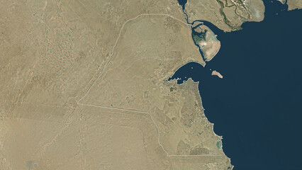 Kuwait outlined. High-res satellite map © zelwanka
