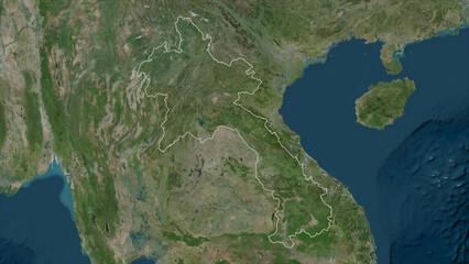 Laos outlined. High-res satellite map