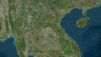 Laos outlined. High-res satellite map © zelwanka