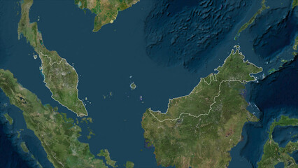 Malaysia outlined. High-res satellite map