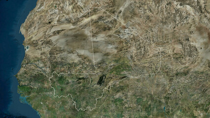 Mali outlined. High-res satellite map © zelwanka