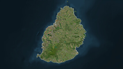 Mauritius outlined. High-res satellite map