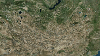 Mongolia outlined. High-res satellite map © zelwanka