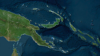 Fototapeta premium Papua New Guinea outlined. High-res satellite map