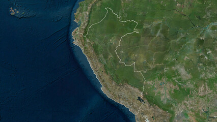 Peru outlined. High-res satellite map