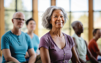 Diverse group people engaged in osteoporosis prevention activities - obrazy, fototapety, plakaty