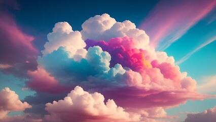 Colorful sunset sky with majestic clouds and a peaceful atmosphere. - obrazy, fototapety, plakaty