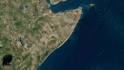 Somalia Mainland outlined. High-res satellite map © zelwanka