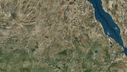 Sudan outlined. High-res satellite map © zelwanka