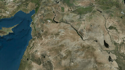 Syria outlined. High-res satellite map © zelwanka