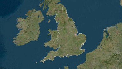 England - Great Britain outlined. High-res satellite map