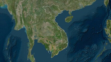 Vietnam outlined. High-res satellite map