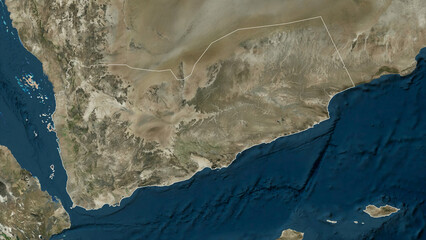 Yemen outlined. High-res satellite map © zelwanka