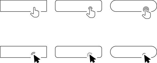 Click Blank Button with pointer clicking. Mouse Pointer Pictogram. Action button. Cursor icon. Vector illustration.