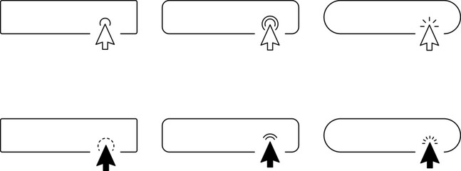 Click Blank Button with pointer clicking. Mouse Pointer Pictogram. Action button. Cursor icon. Vector illustration.