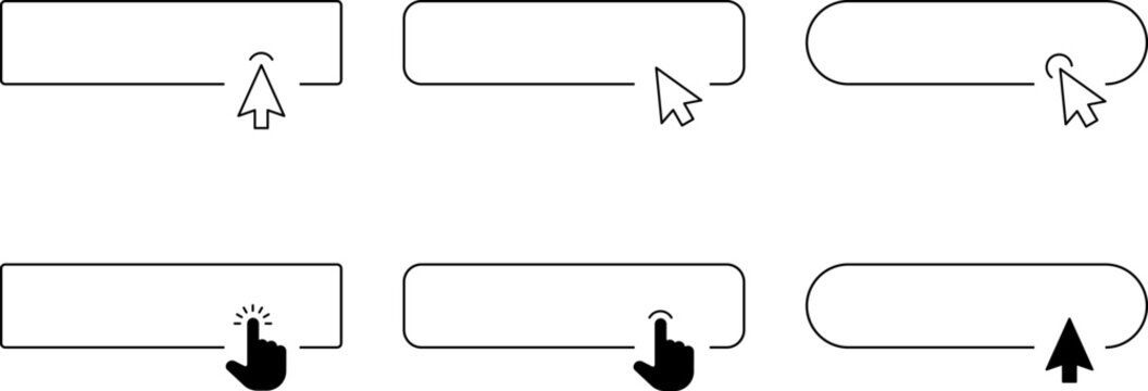 Click Blank Button with pointer clicking. Mouse Pointer Pictogram. Action button. Cursor icon. Vector illustration.