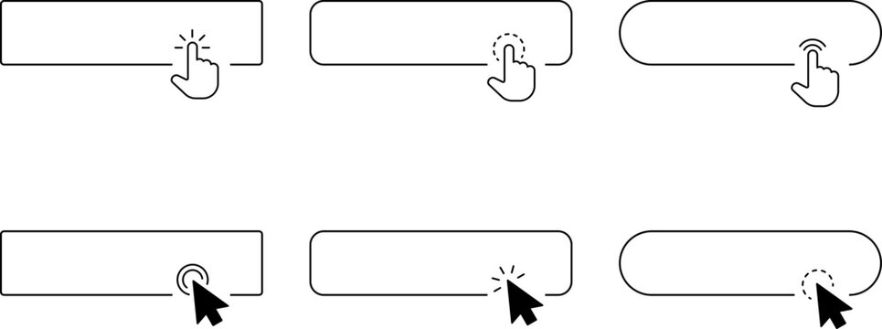 Click Blank Button with pointer clicking. Mouse Pointer Pictogram. Action button. Cursor icon. Vector illustration.