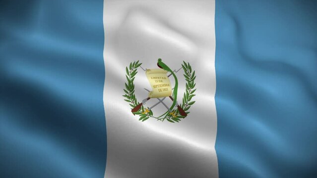 Guatemala flag waving animation, perfect loop, official colors, 4K video