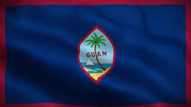 Guam flag waving animation, perfect loop, official colors, 4K video