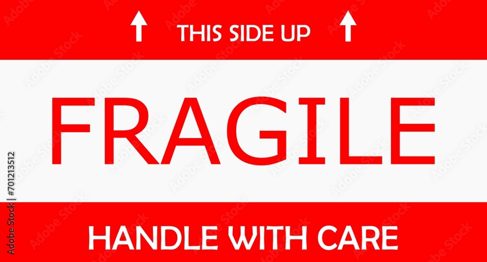 Wall mural fragile sticker, with upward arrow