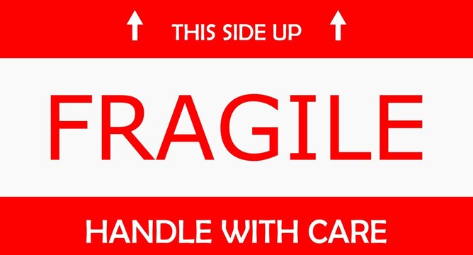 Fragile sticker, with upward arrow