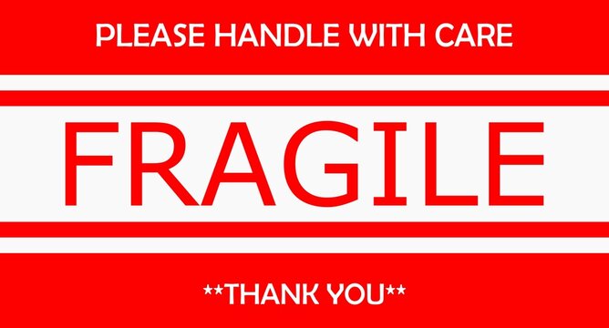 Fragile sticker with white background "handle with care"