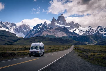 Acrylic prints Cerro Torre Road to el chalten, beautiful fitz roy, cerro torre, dramatic sky sunlight,  and cloud (Argentina, Patagonia)
