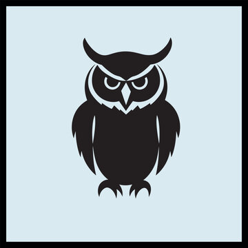 Hunting Owl Silhouette Clip art, Silhouetted Owl vector, Minimalist Owl