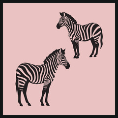 Zebra Stripes black Silhouette Clip, Zebra couple standing, Wild animal texture