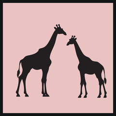 Giraffe Silhouette Clip vector art, silhouette of a moving giraffe
