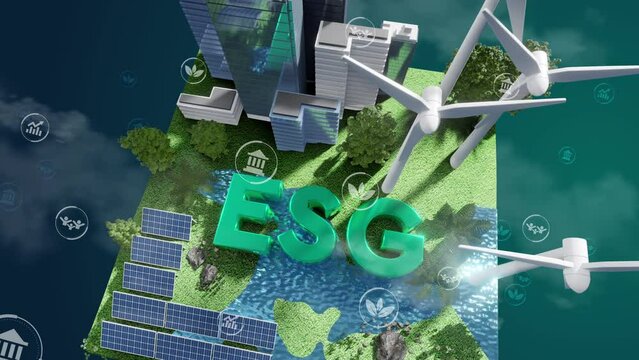 Clean energy ESG business, future environmental conservation and sustainable, 3d rendering