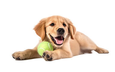 Dog Having Fun with a Ball isolated on transparent Background