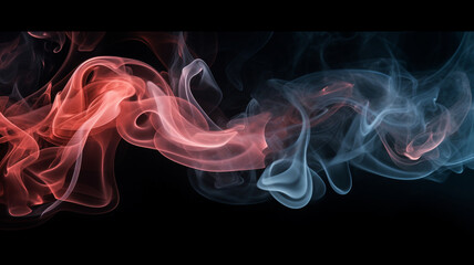 the smoke of multicolored rainbow colors on black background.