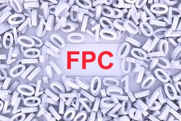 FPC concept with scattered binary code 3D illustration