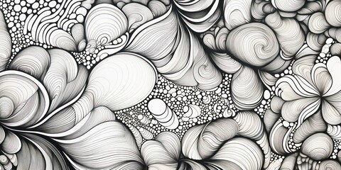 Black line a mesmerizing zentangle geometric pattern. Against a crisp white background.
