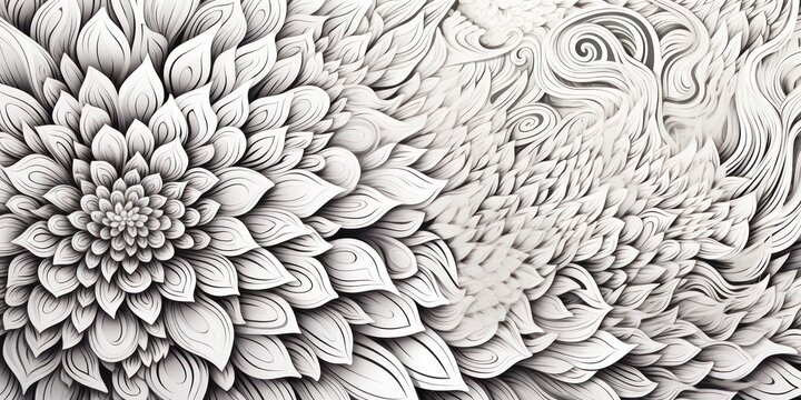 Black line a mesmerizing zentangle geometric pattern. Against a crisp white background.