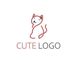 A line art icon logo of a cat Silhouette of a cat. Contour cat. Cat logo. Pet. Minimalist illustration of a cat ZIp file
