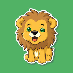 illustration cartoon of funny lion vector on a isolated background