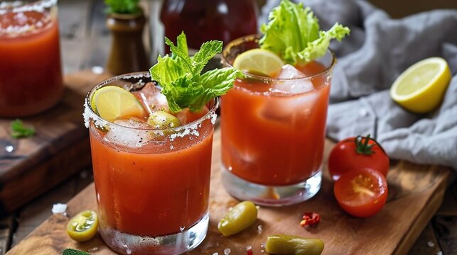 tomato juice and tomatoes, tomato juice and vodka cocktails