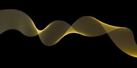 Sound waves oscillating glow yellow light, Abstract technology background.Abstract Modern Background With White Wave Lines. Technology Backdrop.