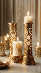 christmas candles on a wooden background