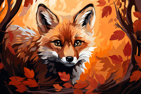 illustration of a photo of a fox