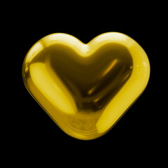 3d rendering heart made of gold isolated on a dark background